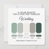 Carte de Palette de Couleurs de Mariage Vert (Devant)