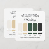 Carte de Palette de Couleurs de Mariage Vert Forêt (Devant / Derrière)