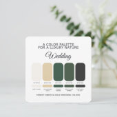 Carte de Palette de Couleurs de Mariage Vert Forêt (Debout devant)