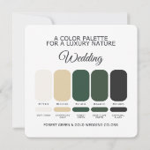 Carte de Palette de Couleurs de Mariage Vert Forêt (Dos)