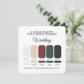 Carte de palette de couleurs de mariage vert forêt (Debout devant)