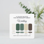 Carte de Palette de Couleurs de Mariage Vert Forêt (Debout devant)