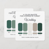 Carte de Palette de Couleurs de Mariage Vert Forêt (Devant / Derrière)