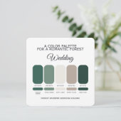 Carte de Palette de Couleurs de Mariage Vert Forêt (Debout devant)