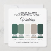 Carte de Palette de Couleurs de Mariage Vert Forêt (Dos)