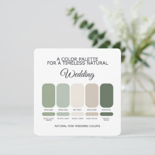 Carte de Palette de Couleurs de Mariage Vert Natur
