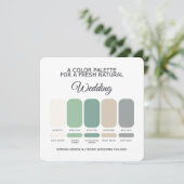 Carte de Palette de Couleurs de Mariage Vert Print (Debout devant)
