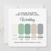 Carte de Palette de Couleurs de Mariage Vert Print (Dos)
