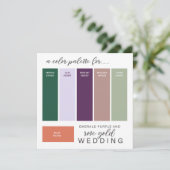 Carte de palette de couleurs de mariage vert rose  (Debout devant)