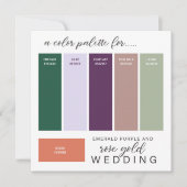 Carte de palette de couleurs de mariage vert rose  (Devant)