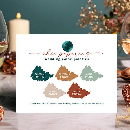 Carte de Palette de Couleurs de Mariage Vert sarce