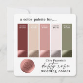 Carte de palette de couleurs de mariage vin rosé p (Devant)