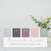 Carte de palette de couleurs de mariage violet et  (Debout devant)