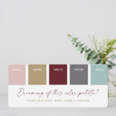 Carte de palette de couleurs de mariage Wine Pink  (Debout devant)