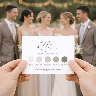 Carte de palette de couleurs de tenue de mariage n