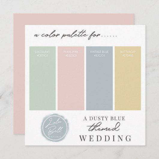 Carte de palette de couleurs Dusty Blue Green Blus (Devant / Derrière)