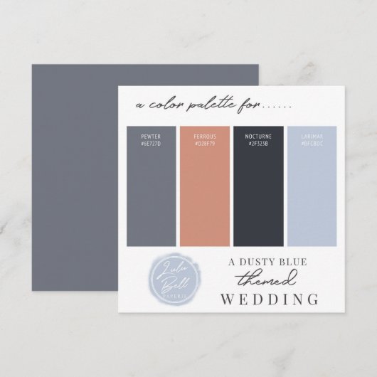 Carte de palette de couleurs Dusty Blue Rose Gold (Devant / Derrière)