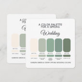 Carte de Palette de Mariage de Printemps Vert et C (Devant / Derrière)