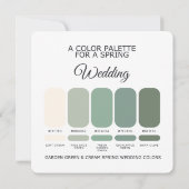Carte de Palette de Mariage de Printemps Vert et C (Dos)