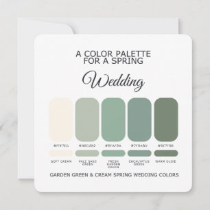 Carte de Palette de Mariage de Printemps Vert et C