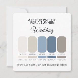 Carte de Palette de Mariage d'Été en Lin Souple Bl