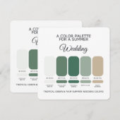 Carte de Palette de Mariage d'Été Vert Tropical au (Devant / Derrière)
