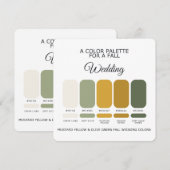 Carte de Palette de Mariage Jaune Moutarde Vert Ol (Devant / Derrière)