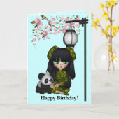 Carte de panda de poupée de Kawaii Chine (Fleur jaune)