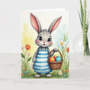 Carte de panier de printemps de lapin