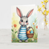 Carte de panier de printemps de lapin (Fleur jaune)