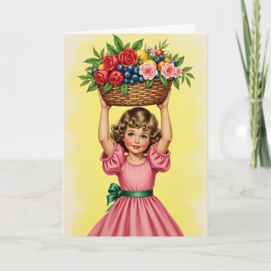 Carte de panier de récolte de fille dorée (Devant)