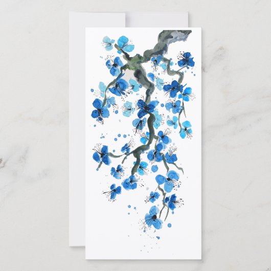 Carte de papeterie Blue Japanese Blossoms (Devant)