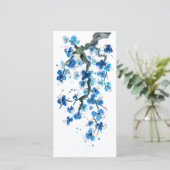 Carte de papeterie Blue Japanese Blossoms (Debout devant)