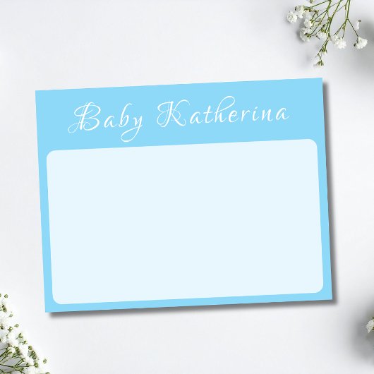 Carte de papeterie de nursery pour bébé avec nom e