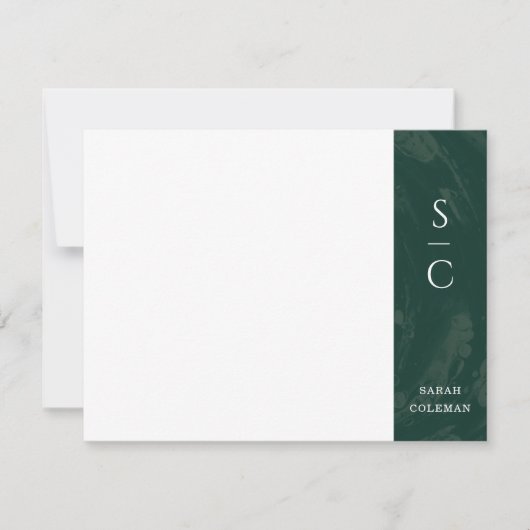 Carte de papier à lettres à ruban marbré - Vert (Devant)