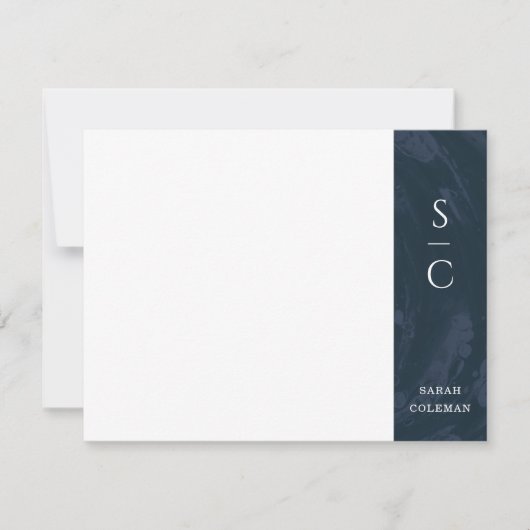 Carte de papier à lettres Bande Marbrée - Bleu (Devant)