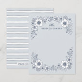 Carte de papier à lettres florales en fleurs vinta (Devant / Derrière)