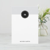 Carte de papier à lettres gris et noir chic (Debout devant)