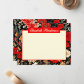 Carte de papier à lettres horizontale A6 rouge et  (Devant/Arrière en situation)