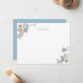 Carte de papier à lettres personnalisé Boho Floral (Devant/Arrière en situation)