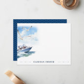 Carte de papier à lettres pour mouettes à moteur (Devant/Arrière en situation)