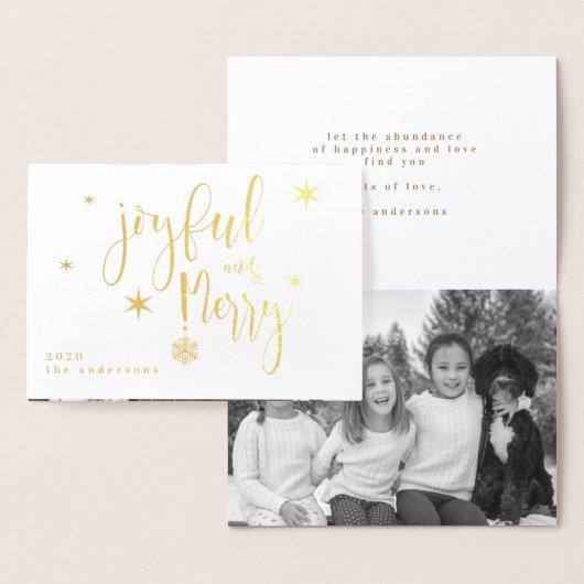 Carte de papier alu photo Joyeuse et Gai Script Fa (Affichage)