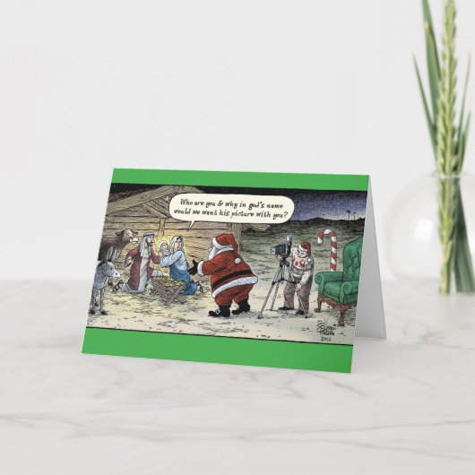 Carte de papier drôle de Noël de photo de nativité (Devant)