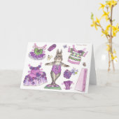 Carte de papier violette vierge de poupée (Fleur jaune)