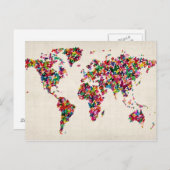 Carte de papillons de la carte du monde (Devant / Derrière)