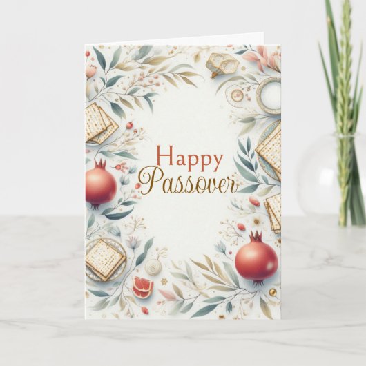 Carte de Pâque Joyeuse Fleurs de Grenade Matzo (Devant)