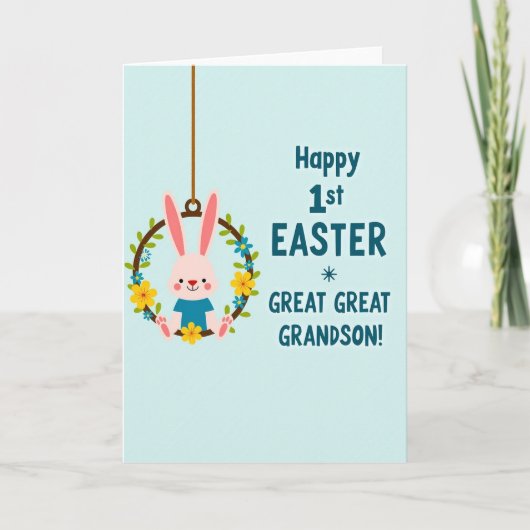 Carte de Pâques 1ère Bunny Floral (Devant)