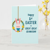 Carte de Pâques 1ère Bunny Floral (Fleur jaune)