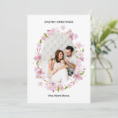 Carte de Pâques à cadre de fleurs de cerisier (Debout devant)