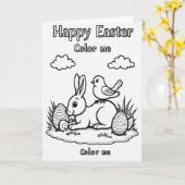 Carte de Pâques à Colorier Joyeuses Pâques (Fleur jaune)